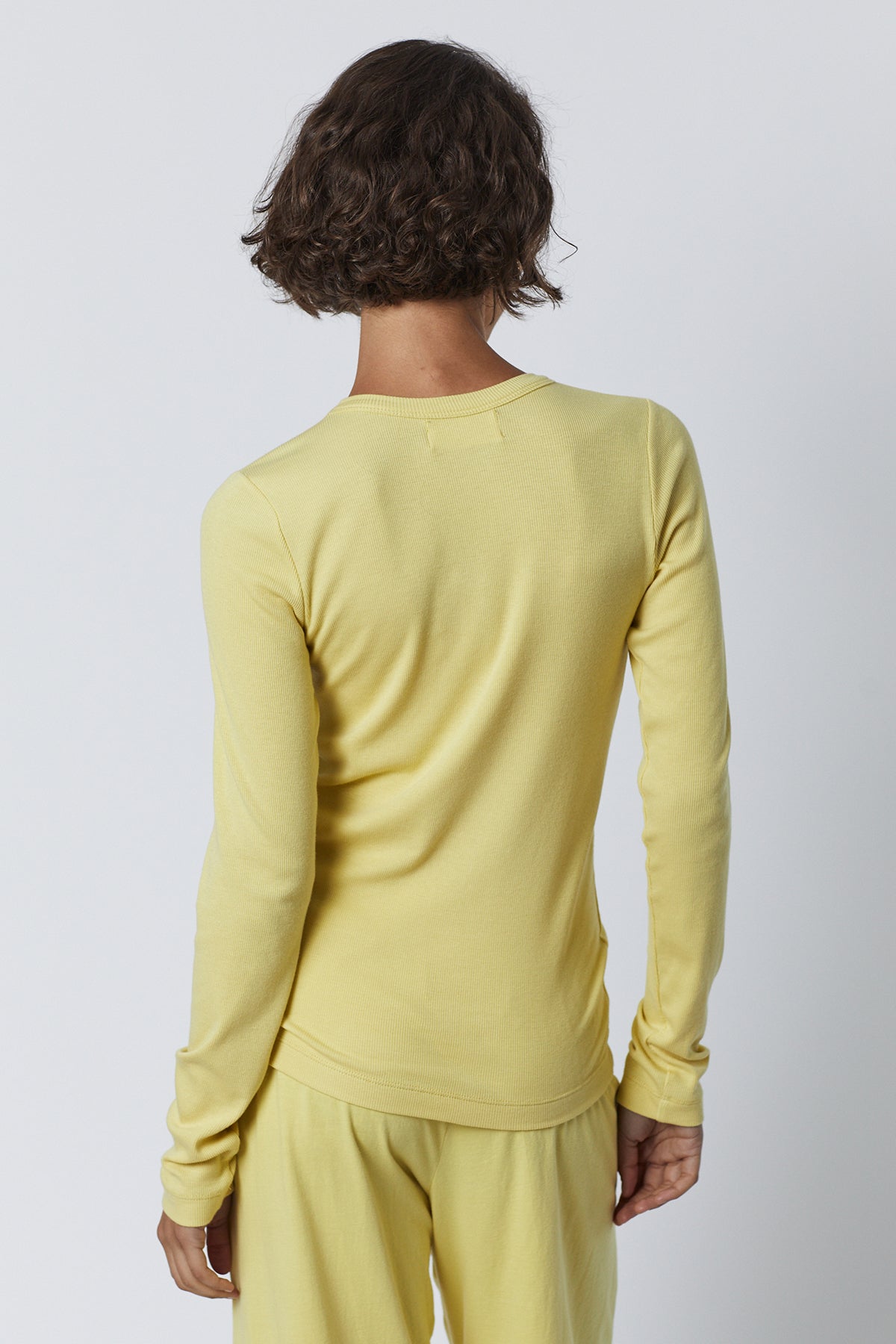   Camino Tee in soft lemon yellow with Pismo pant back 