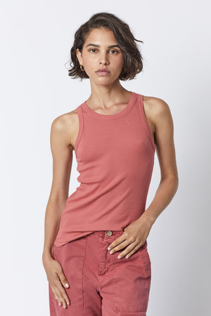 Cruz Tank Top in cedar with Ventura Pant in femme front