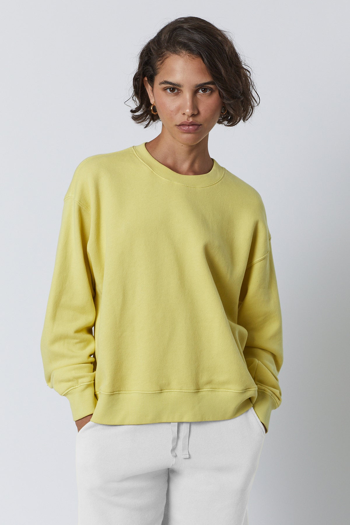   Ynez Sweatshirt in lemon yellow front 