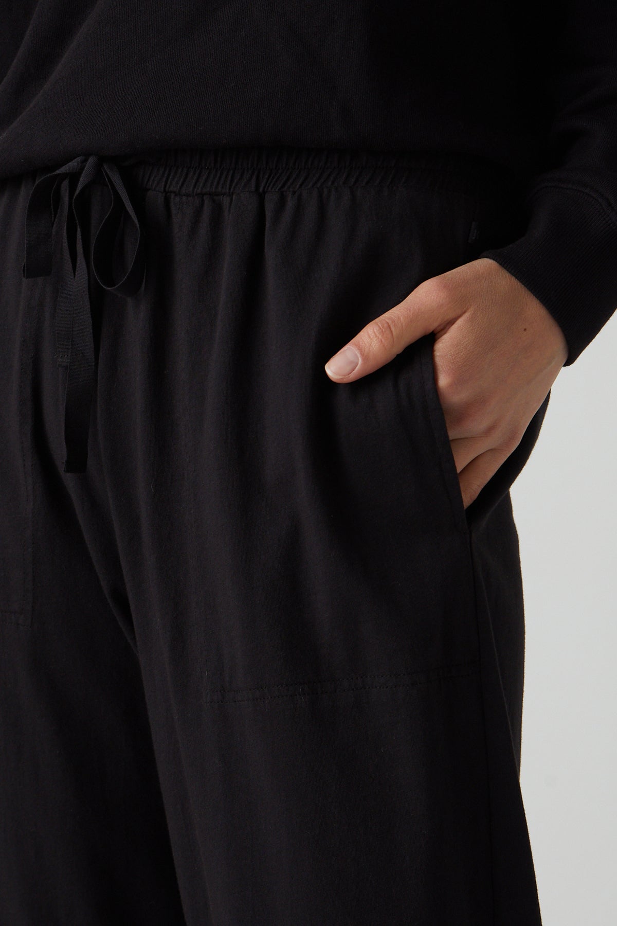   Pismo Pant in black front pocket detail 