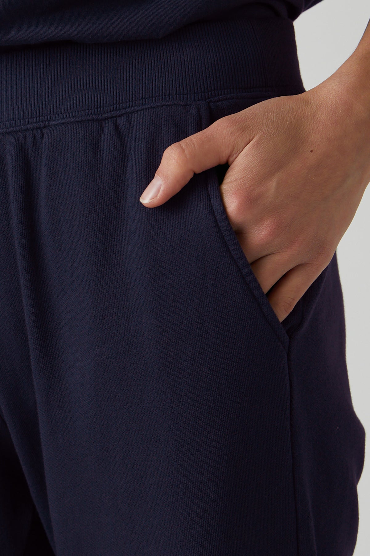   Zuma Sweatpant in navy pocket detail 