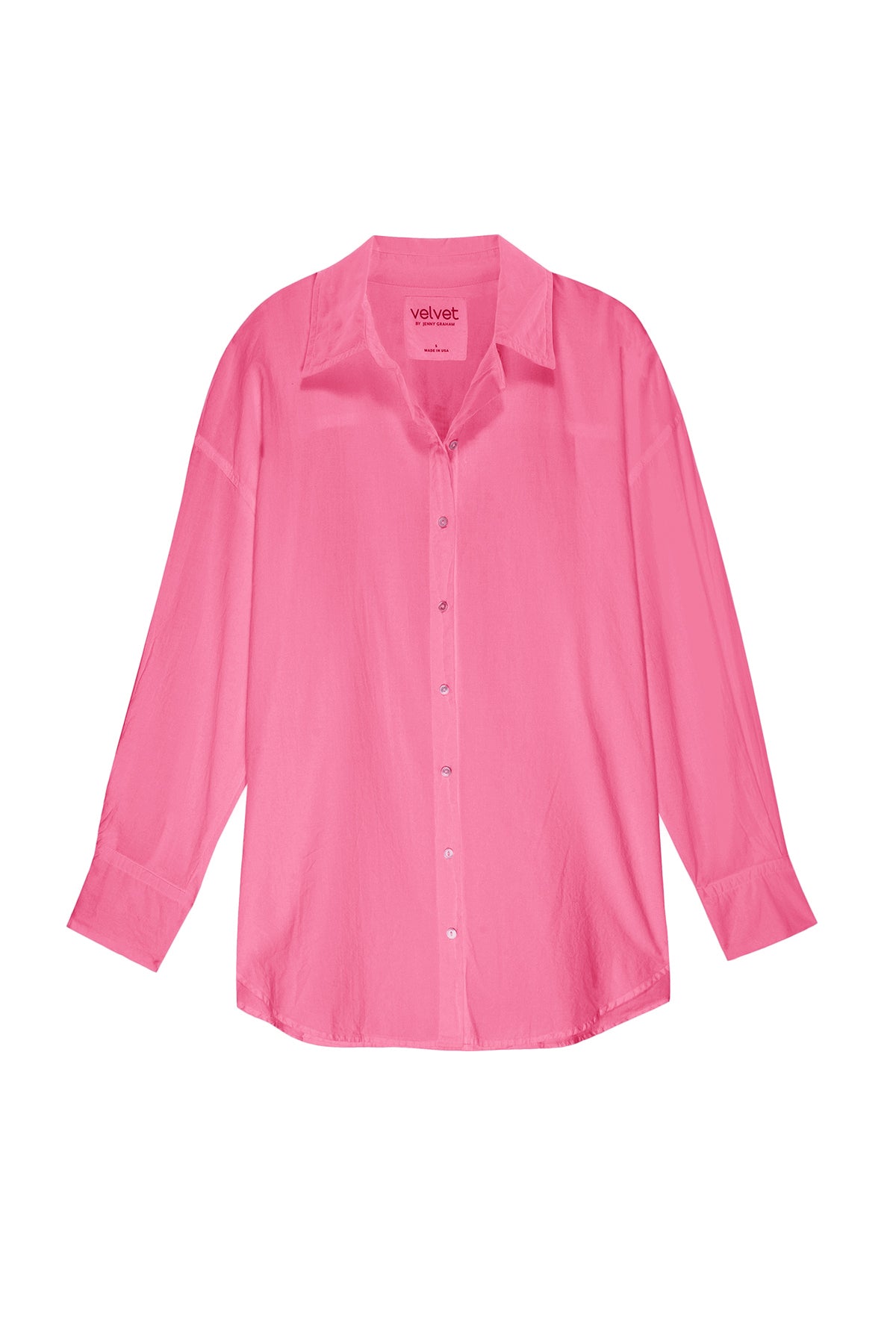 A Velvet by Jenny Graham's REDONDO BUTTON-UP SHIRT on a white background.-24508394275009