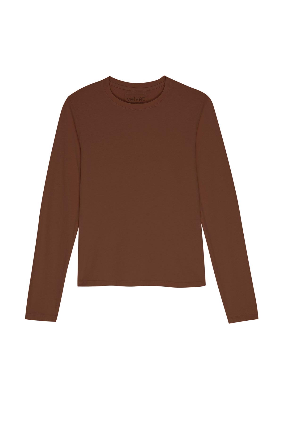   a brown long-sleeved VICENTE TEE by Velvet by Jenny Graham. 